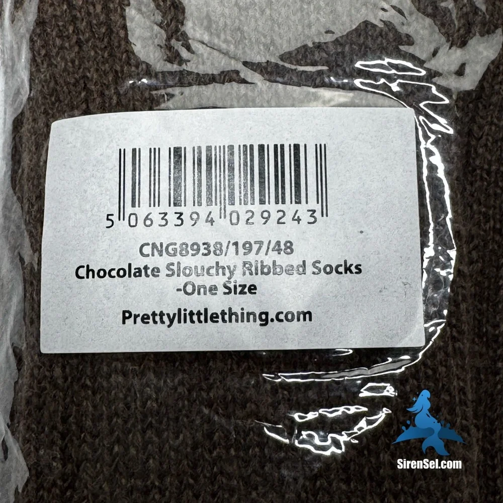 1187 NWT PrettyLittleThing Chocolate Slouchy Ribbed Socks – OS – Brown